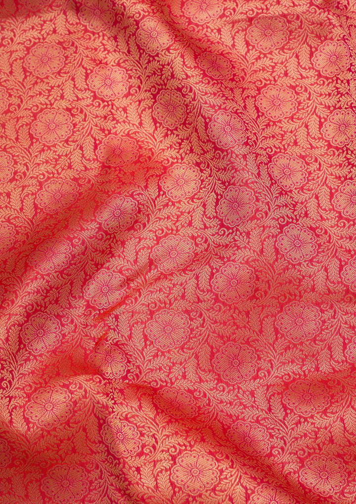 Pink Silk Jaal Saree With Matching Blouse Piece
