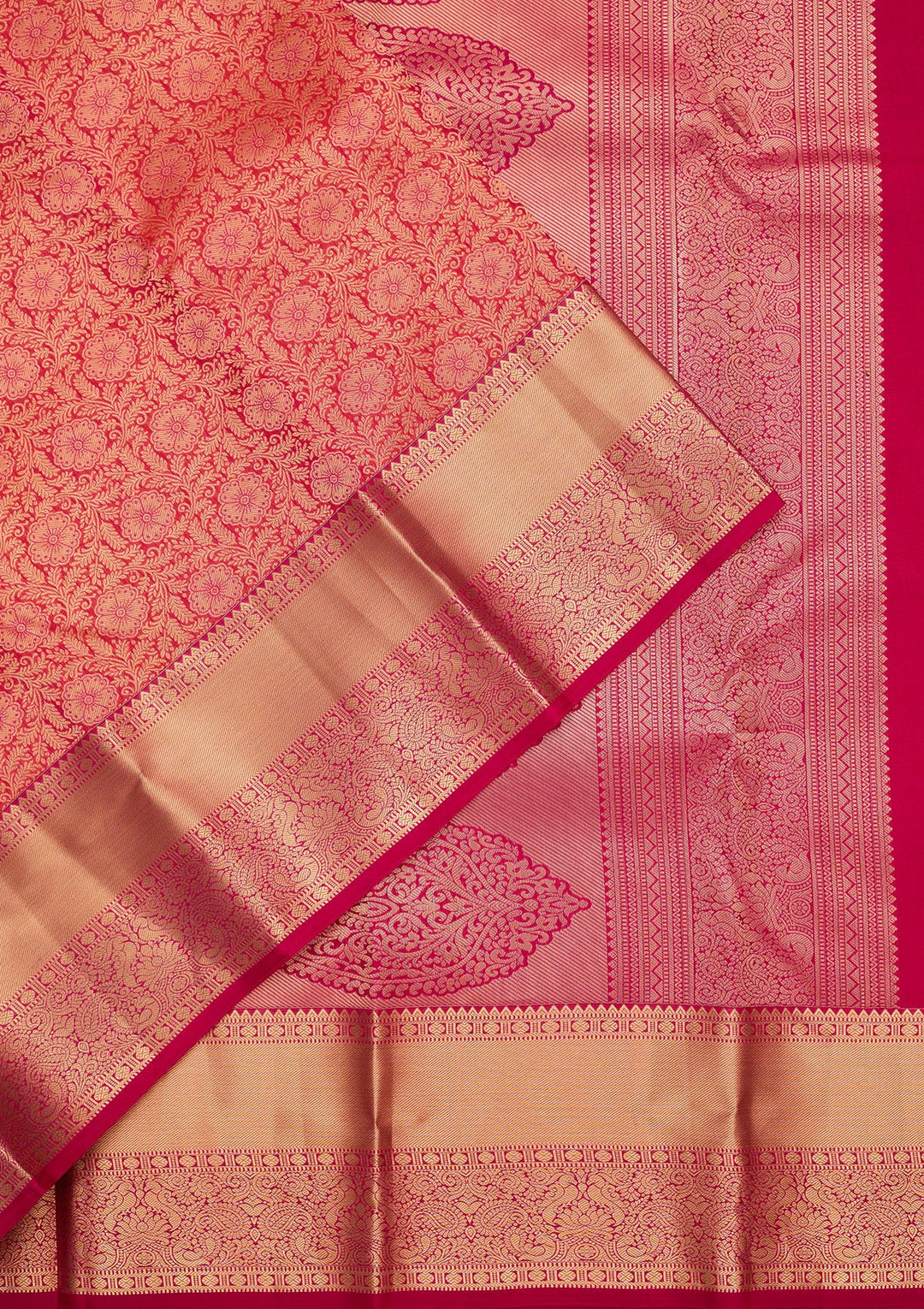 Pink Silk Jaal Saree With Matching Blouse Piece