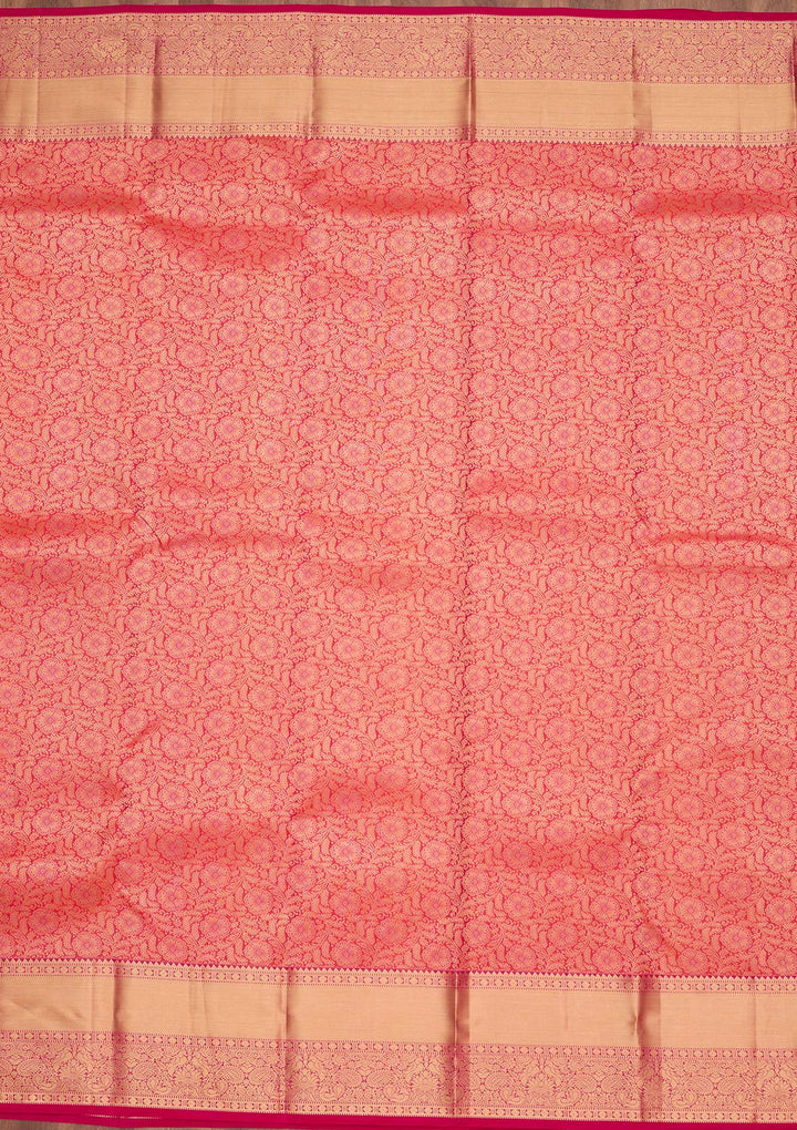 Pink Silk Jaal Saree With Matching Blouse Piece