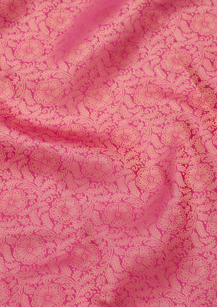 Rani Pink Silk Jaal Saree With Matching Blouse Piece