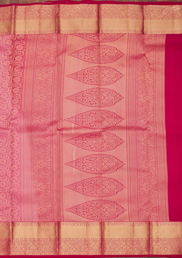 Rani Pink Silk Jaal Saree With Matching Blouse Piece
