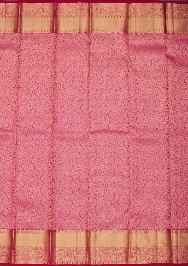 Rani Pink Silk Jaal Saree With Matching Blouse Piece
