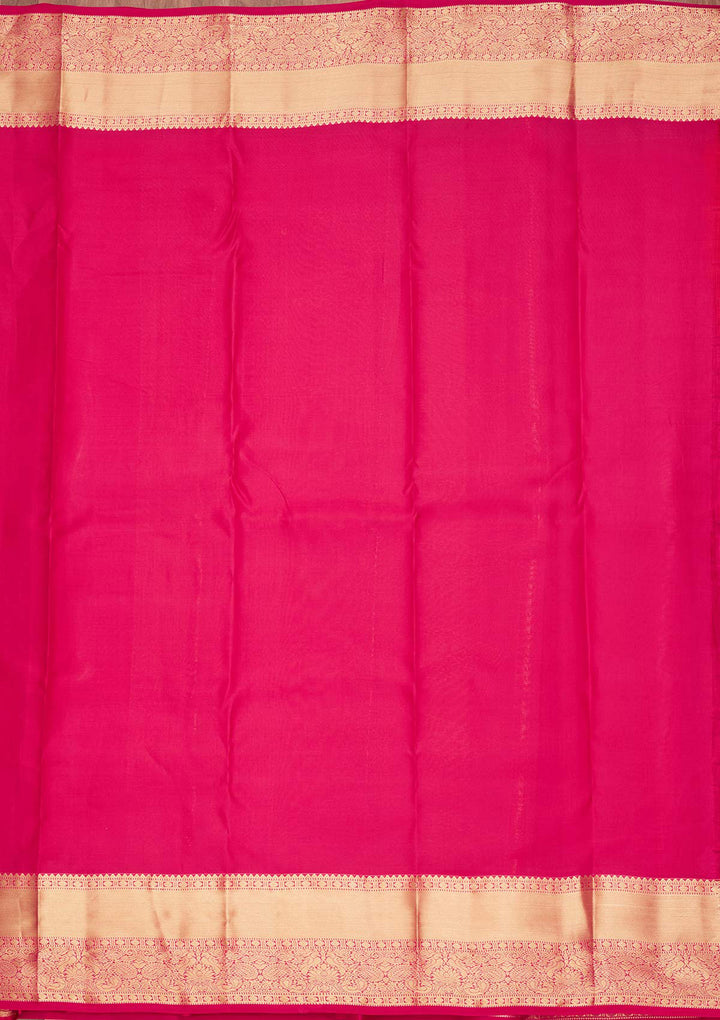 Rani Pink Silk Jaal Saree With Matching Blouse Piece
