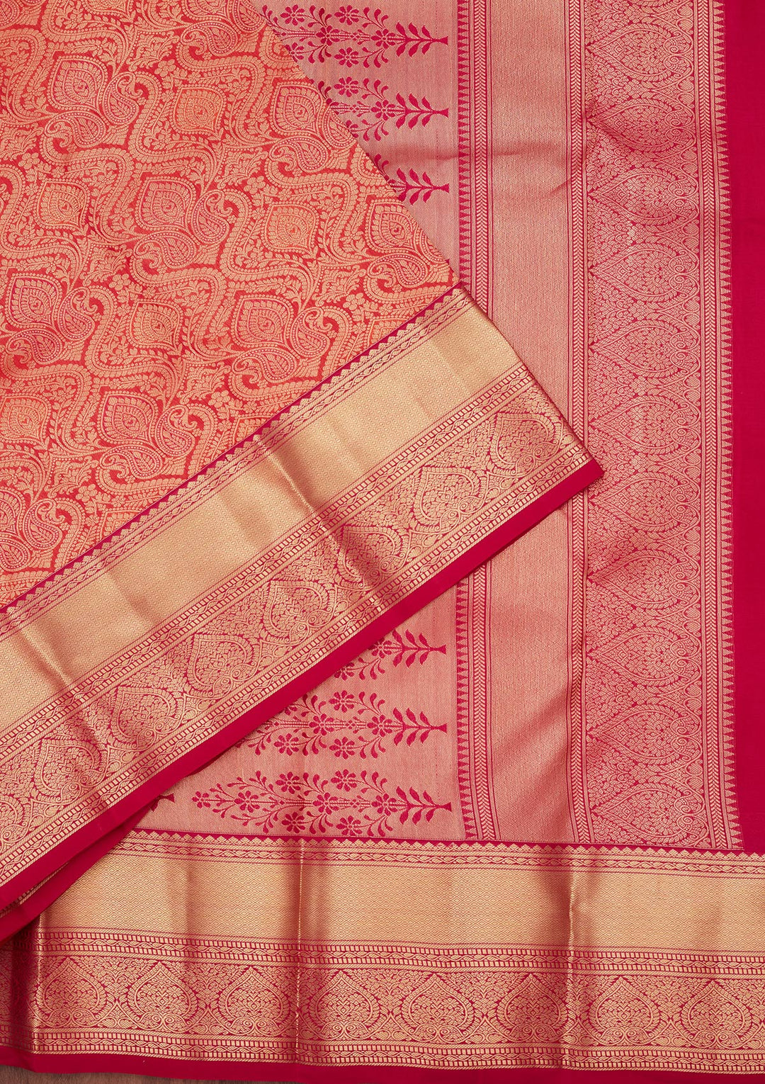 Orange Silk Jaal Saree With Matching Blouse Piece