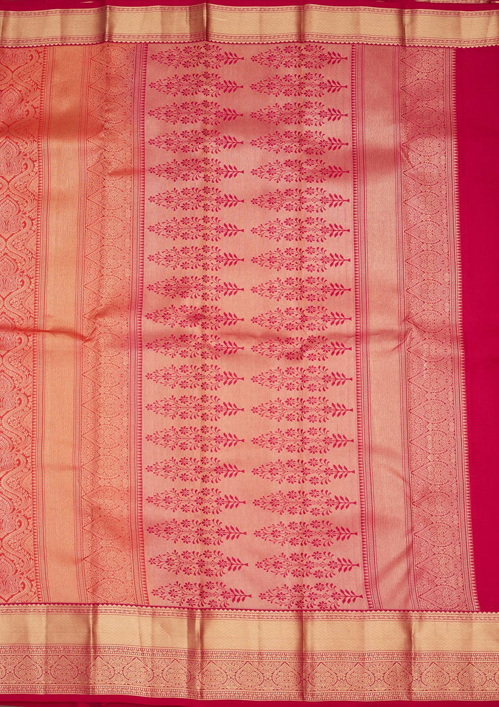 Orange Silk Jaal Saree With Matching Blouse Piece