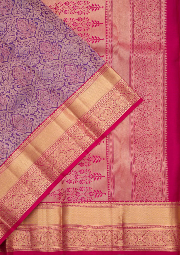 Purple Silk Jaal Saree With Matching Blouse Piece