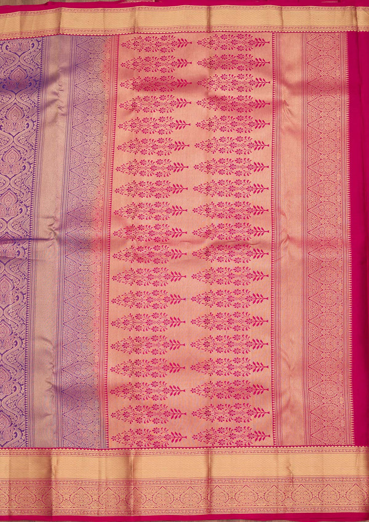 Purple Silk Jaal Saree With Matching Blouse Piece