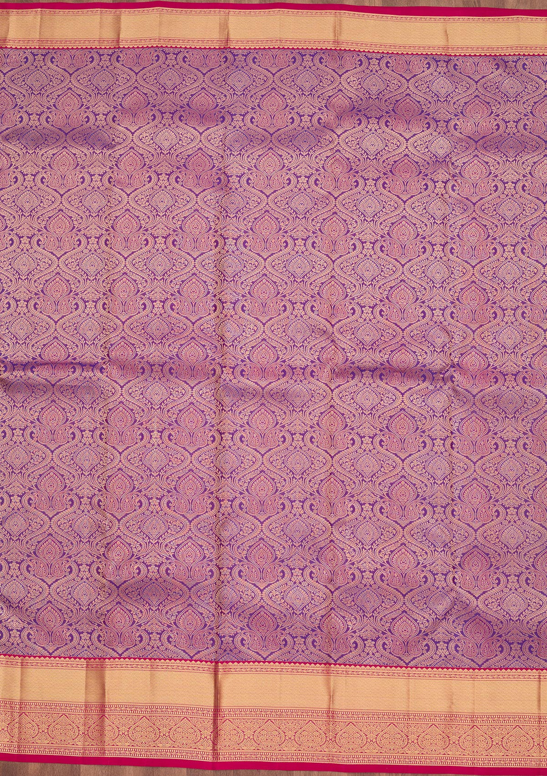 Purple Silk Jaal Saree With Matching Blouse Piece