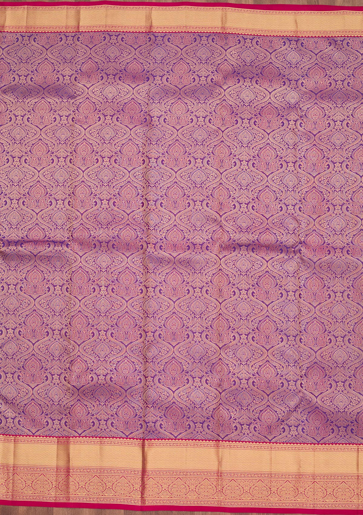 Purple Silk Jaal Saree With Matching Blouse Piece