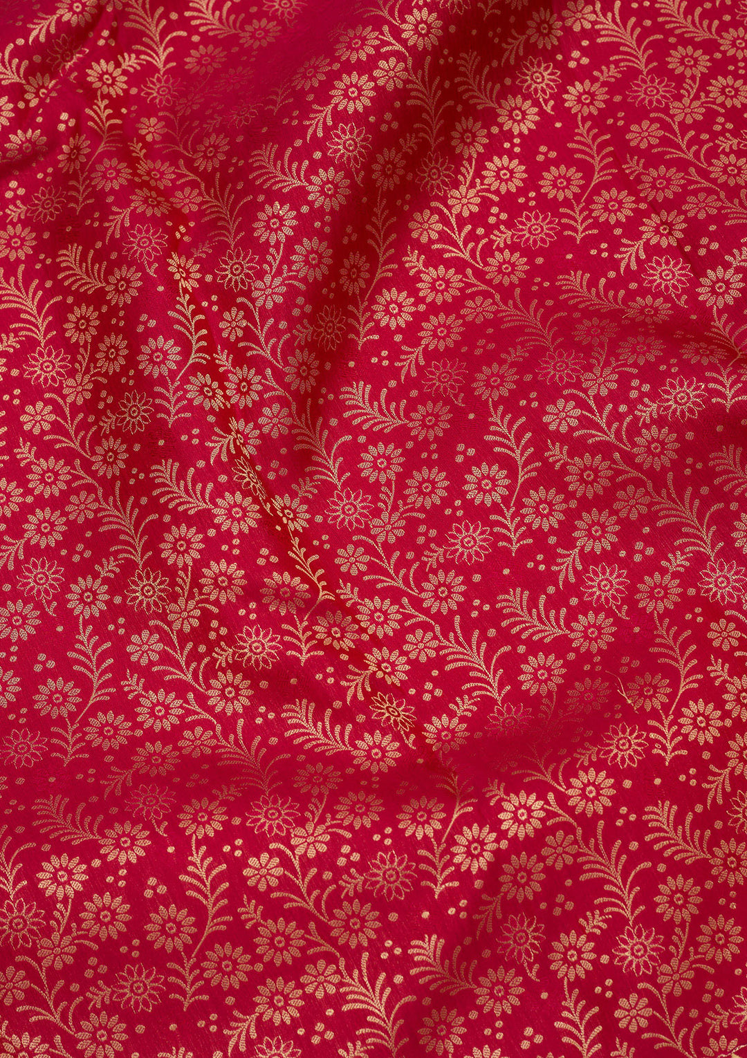 Rani Pink Pure Silk Jaal Zariwork Saree With Matching Blouse Piece