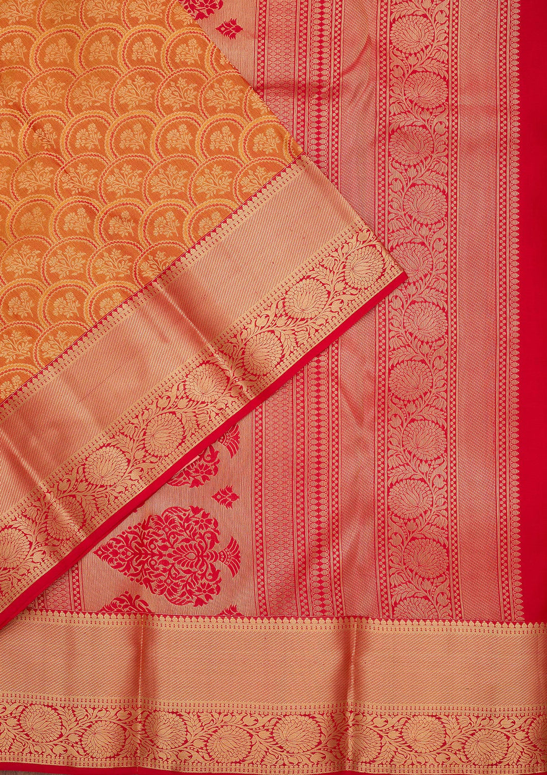 Mustard Silk Jaal Gold Zariwork Saree With Matching Blouse Piece