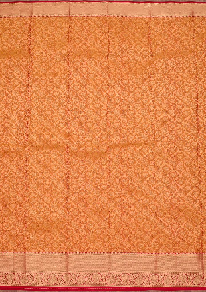 Mustard Silk Jaal Gold Zariwork Saree With Matching Blouse Piece