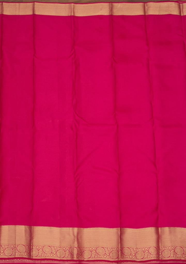Pink Silk Jaal Gold Zariwork Saree With Matching Blouse Piece