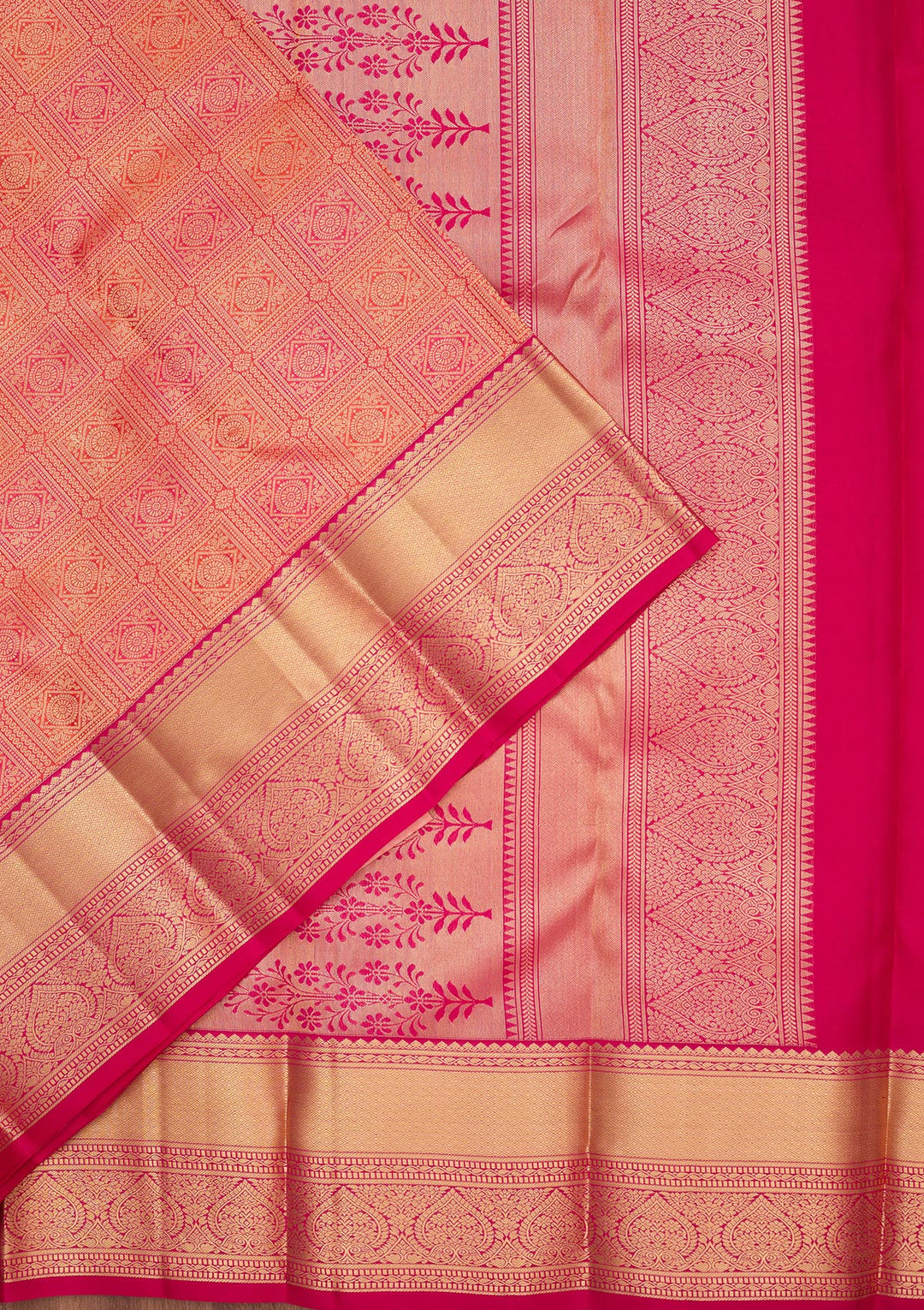 Orange Silk Jaal Saree With Matching Blouse Piece
