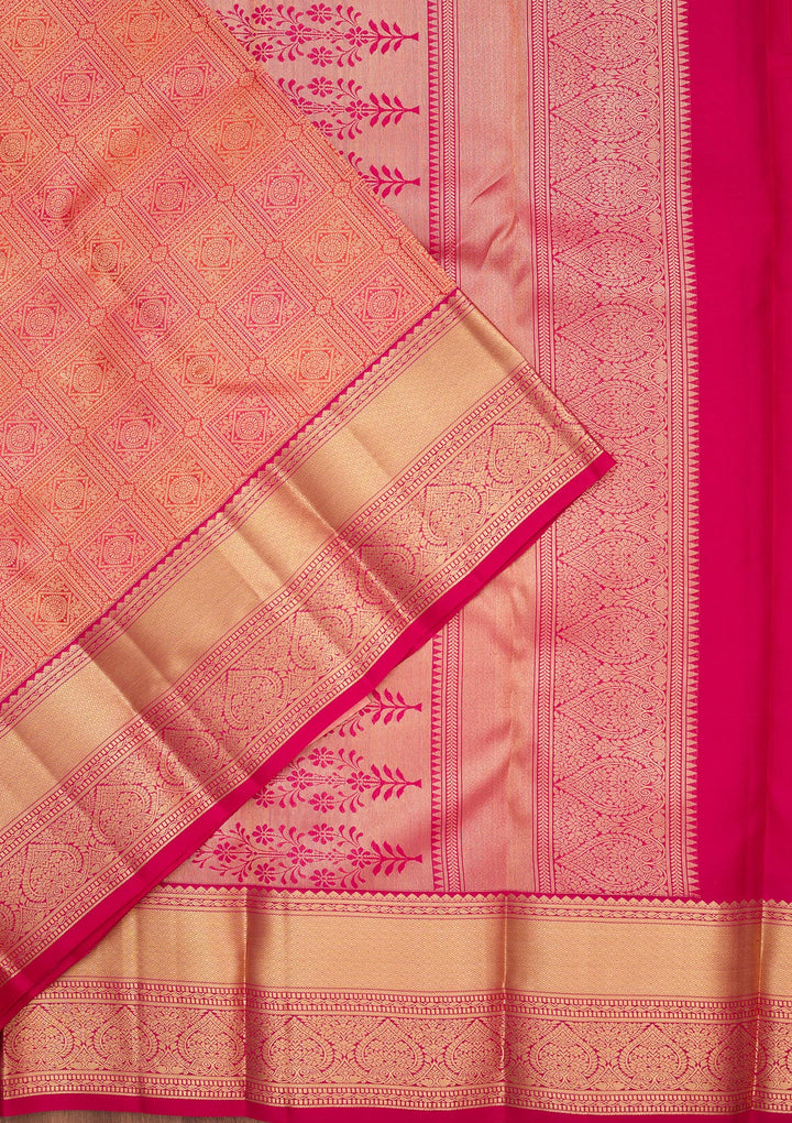 Orange Silk Jaal Saree With Matching Blouse Piece