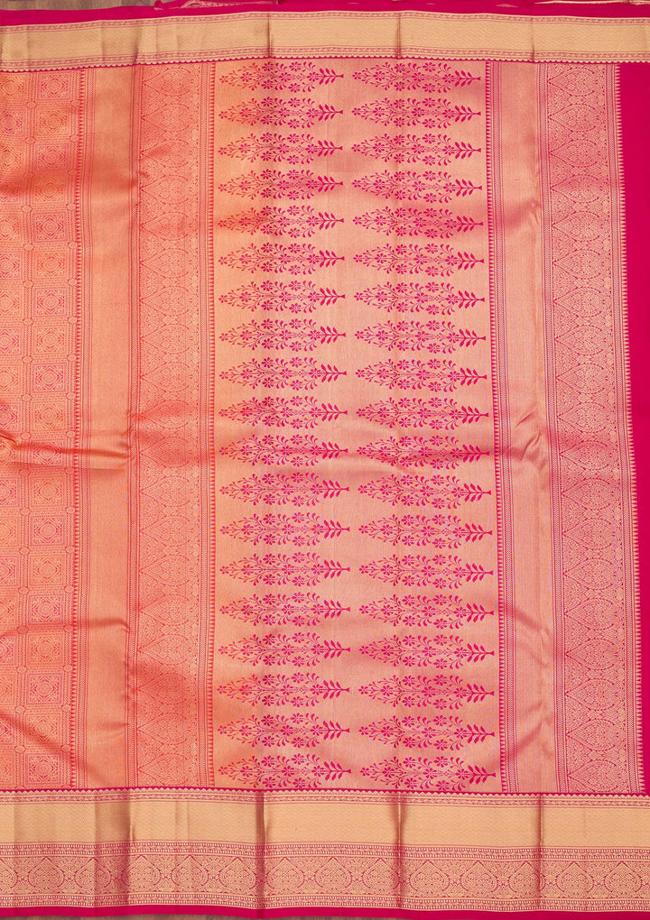 Orange Silk Jaal Saree With Matching Blouse Piece