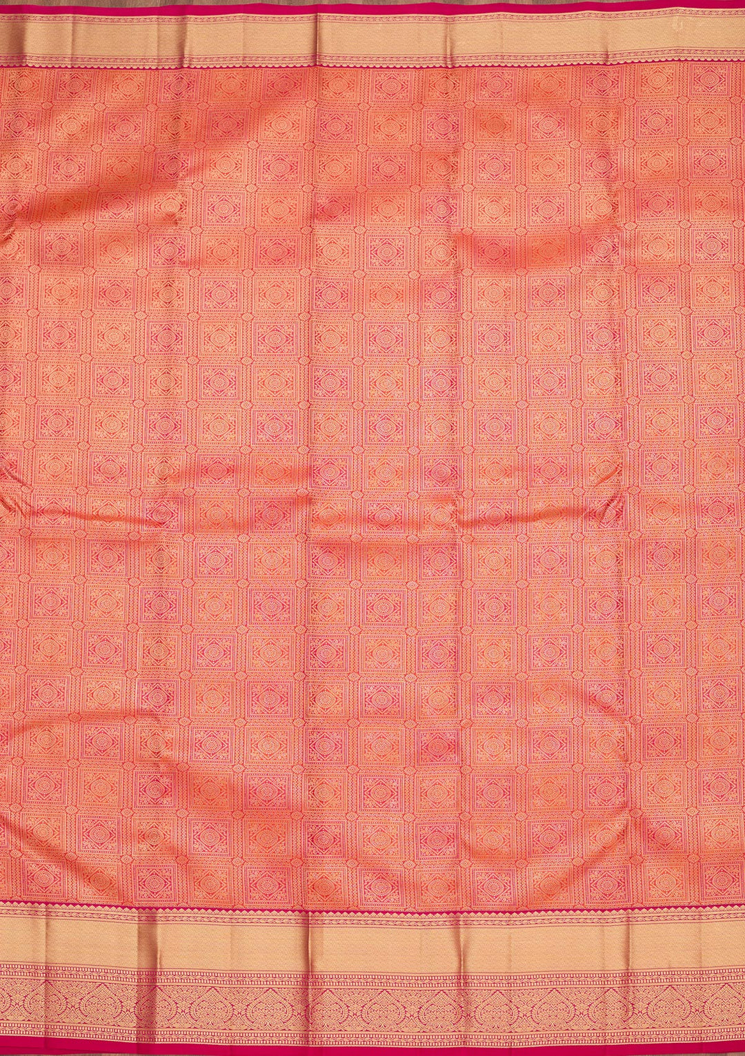 Orange Silk Jaal Saree With Matching Blouse Piece