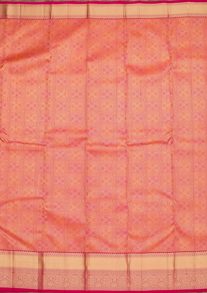 Orange Silk Jaal Saree With Matching Blouse Piece