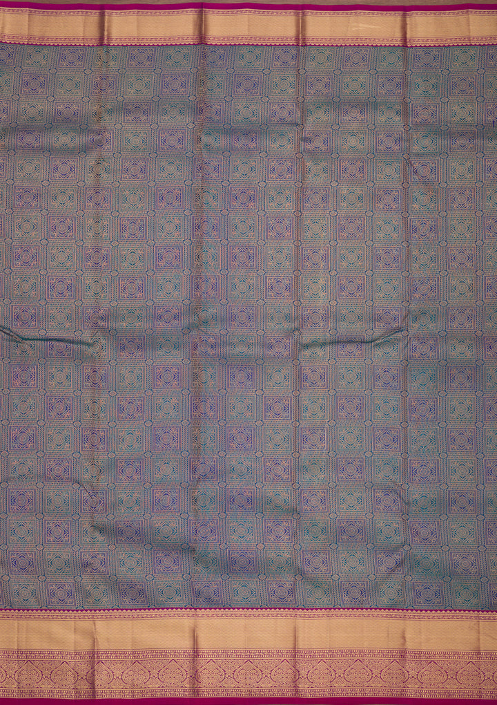 Peacock Blue Kanjivaram Pure Silk Saree