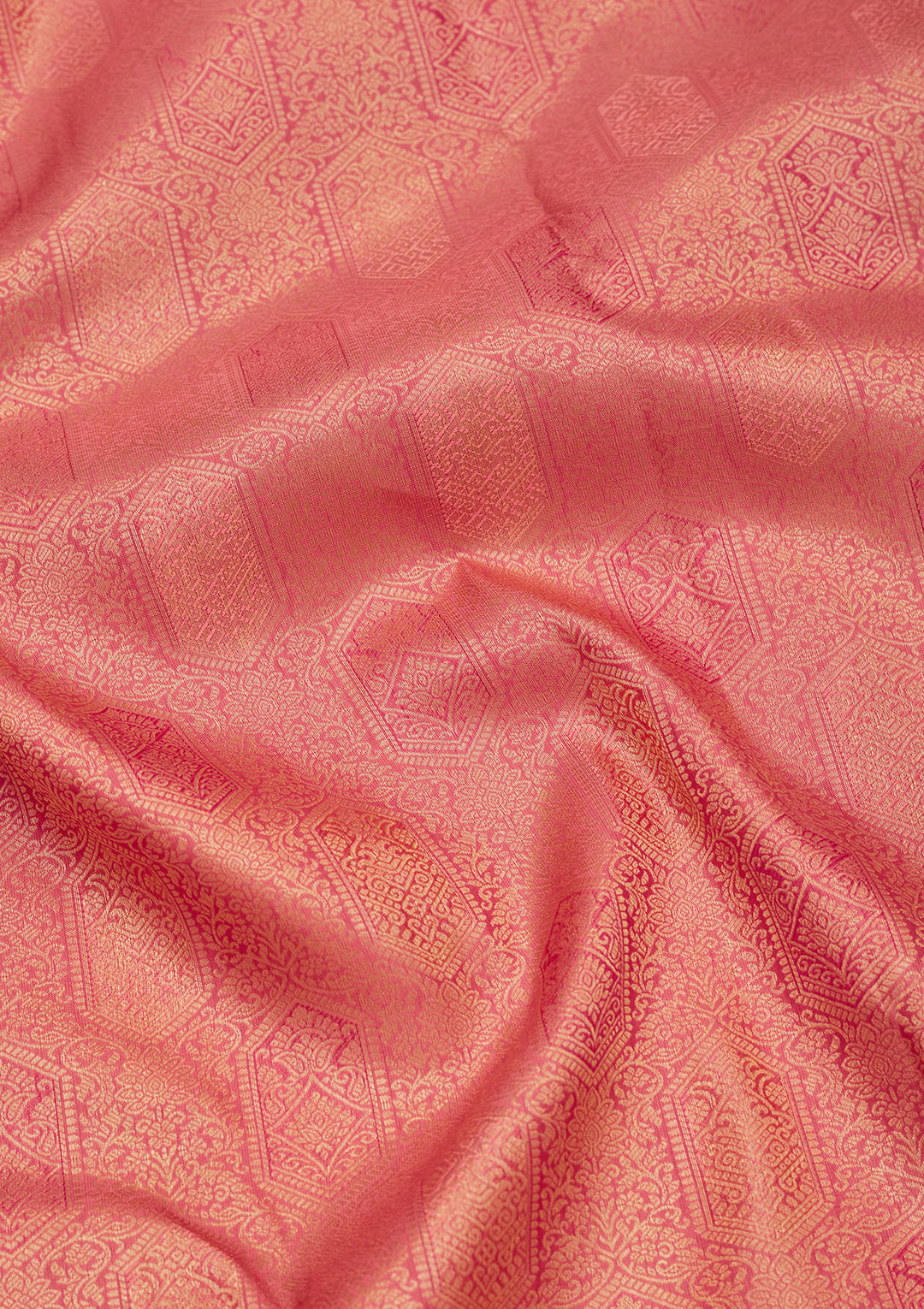 Onion Pink Silk Jaal Saree With Matching Blouse Piece