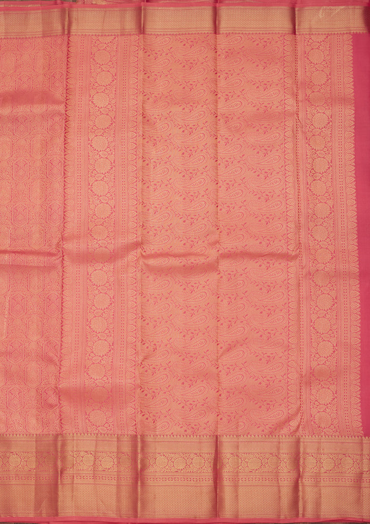 Onion Pink Silk Jaal Saree With Matching Blouse Piece