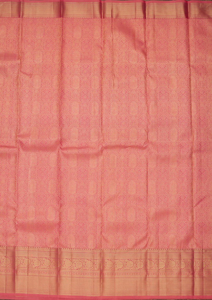 Onion Pink Silk Jaal Saree With Matching Blouse Piece