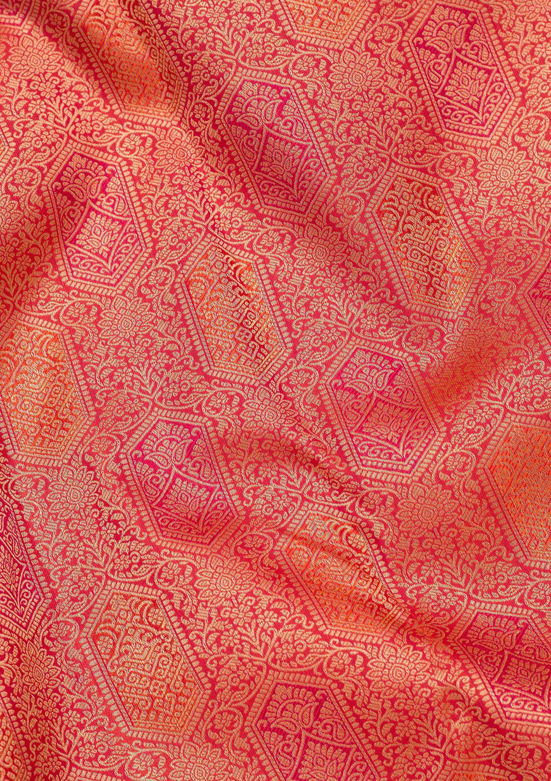 Orange Silk Jaal Saree With Matching Blouse Piece