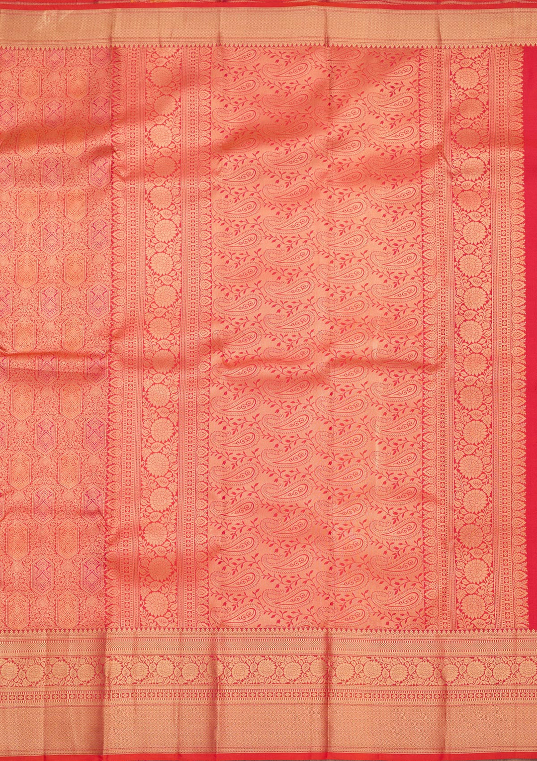 Orange Silk Jaal Saree With Matching Blouse Piece