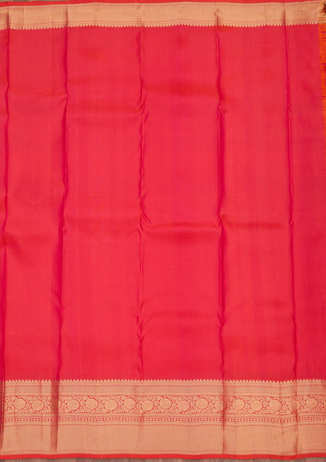 Orange Silk Jaal Saree With Matching Blouse Piece
