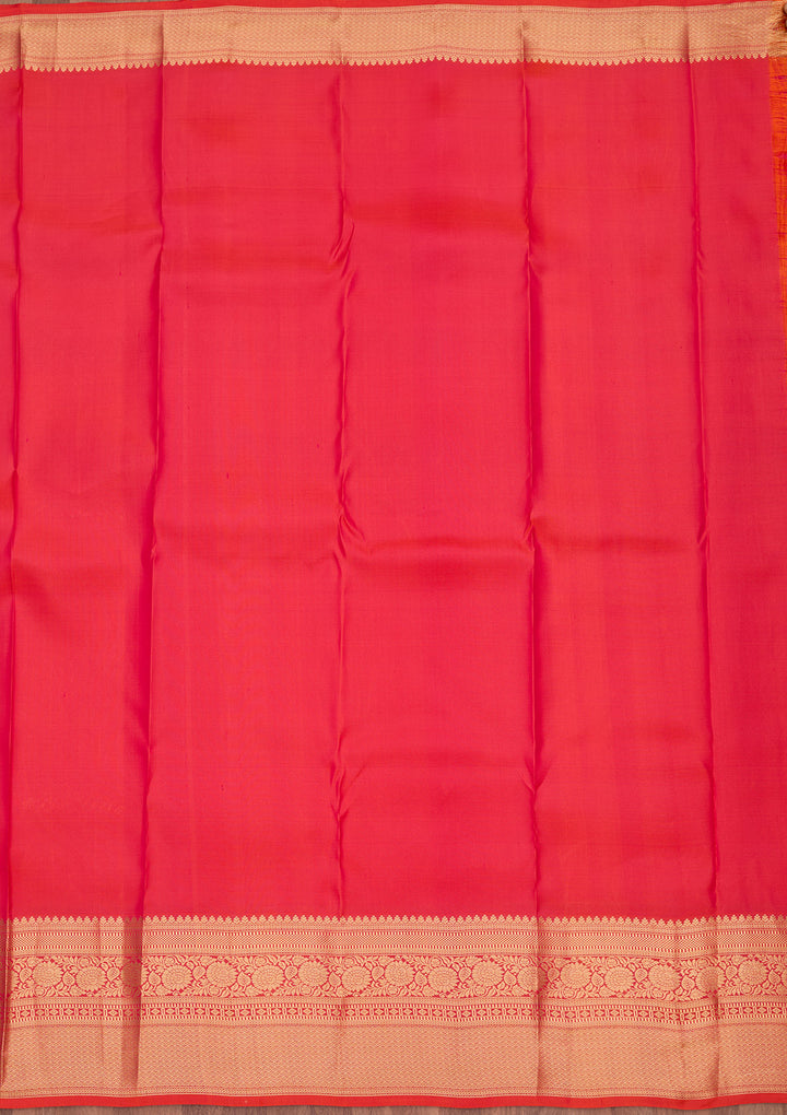 Orange Silk Jaal Saree With Matching Blouse Piece