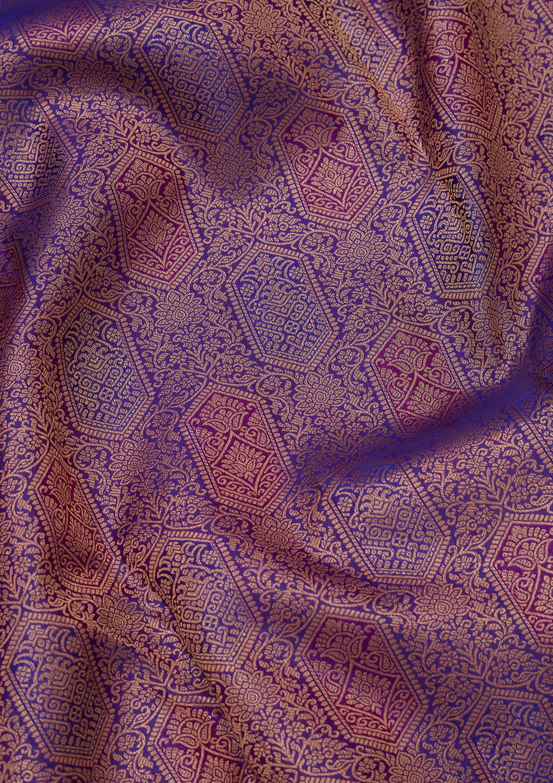 Royal Blue Silk Jaal Saree With Matching Blouse Piece