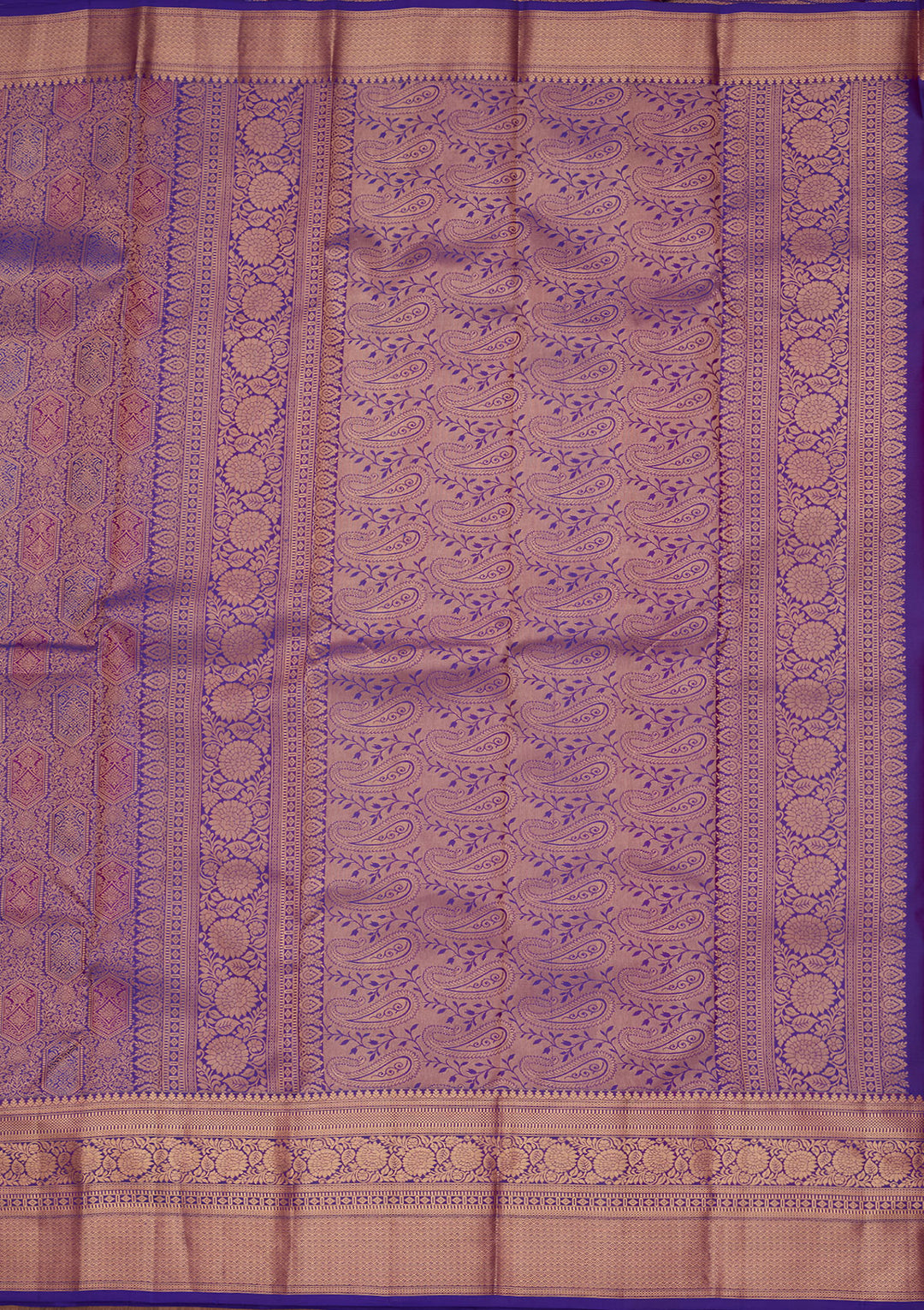 Royal Blue Silk Jaal Saree With Matching Blouse Piece