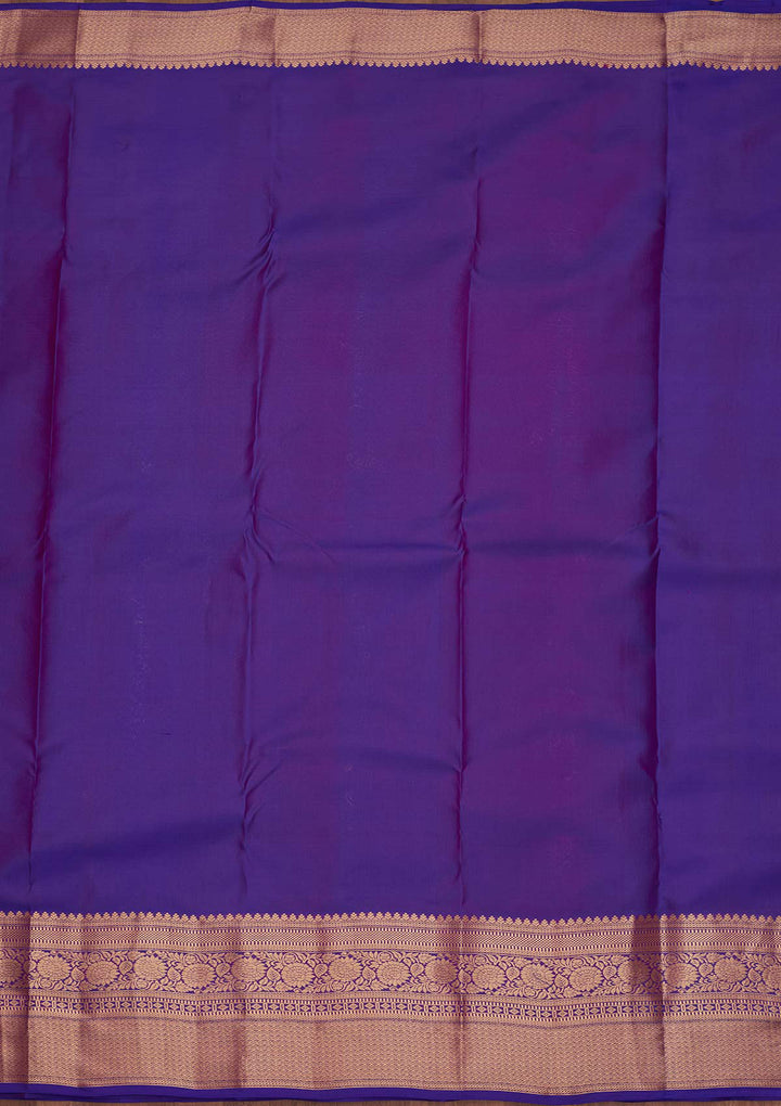 Royal Blue Silk Jaal Saree With Matching Blouse Piece