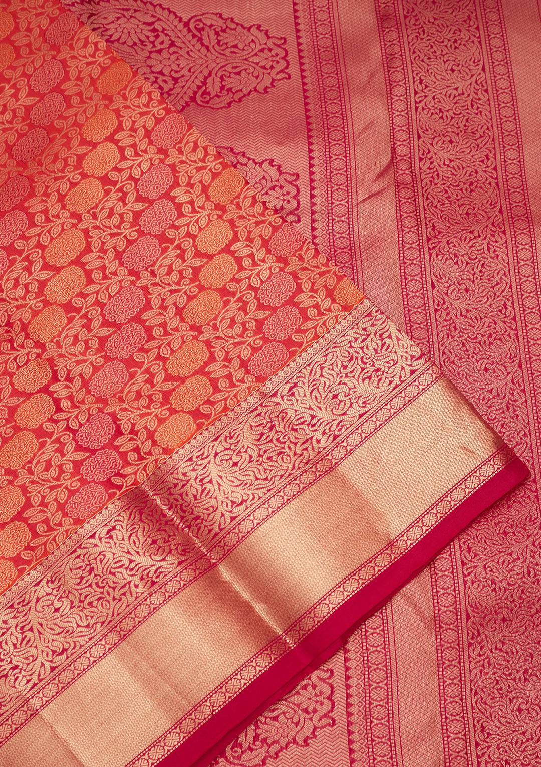 Orange Silk Jaal Saree With Matching Blouse Piece