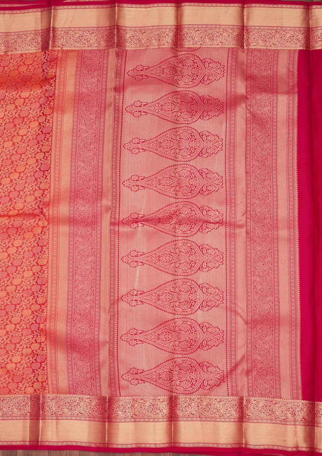Orange Silk Jaal Saree With Matching Blouse Piece