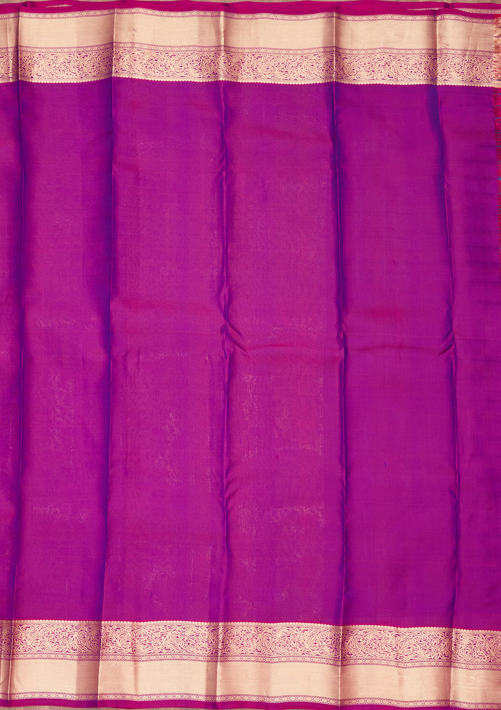 Peacock Blue Silk Jaal Saree With Matching Blouse Piece
