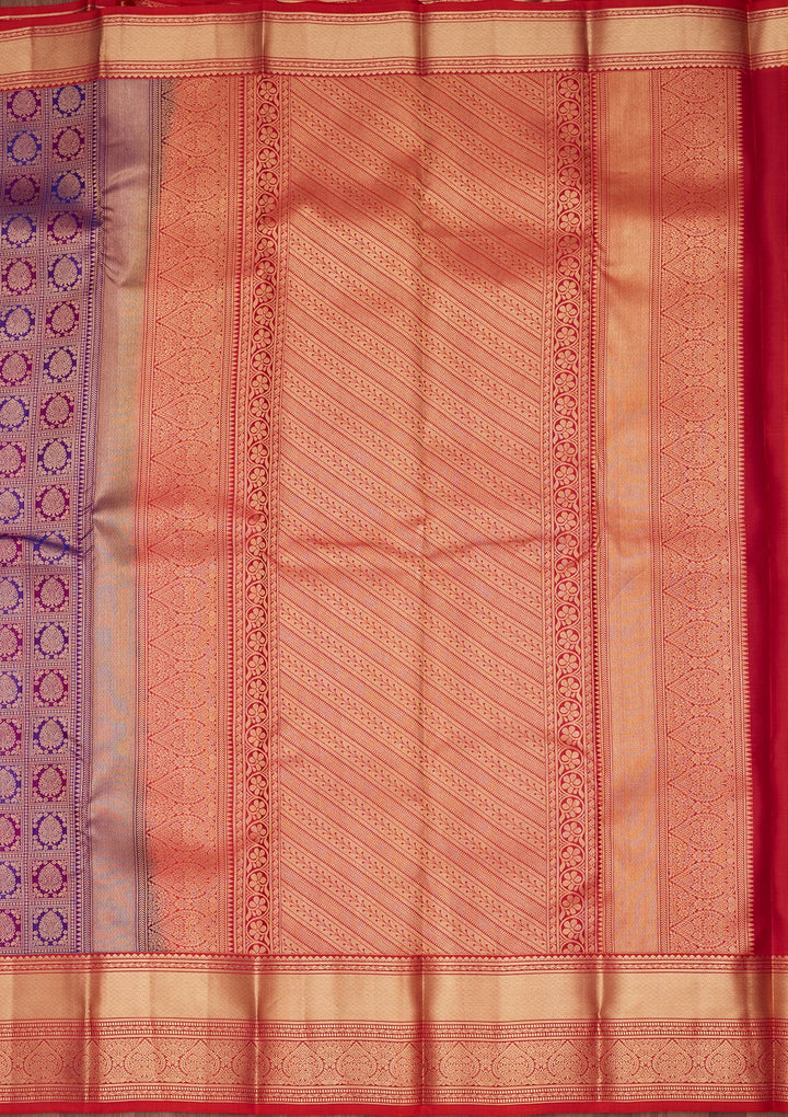 Purple Silk Checks Saree With Matching Blouse Piece