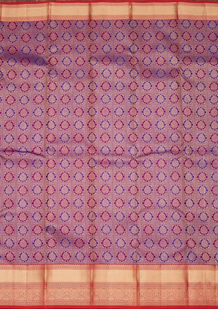 Purple Silk Checks Saree With Matching Blouse Piece