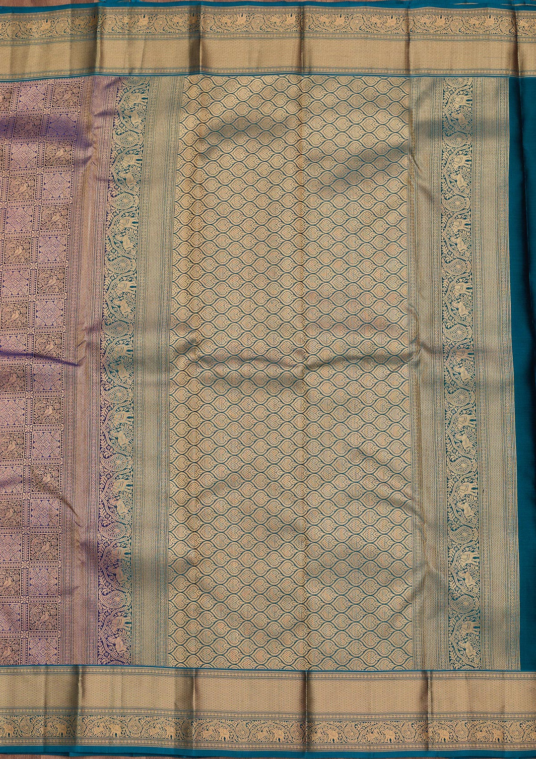 Royal Blue Silk Checks Saree With Matching Blouse Piece