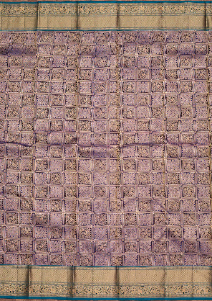 Royal Blue Silk Checks Saree With Matching Blouse Piece