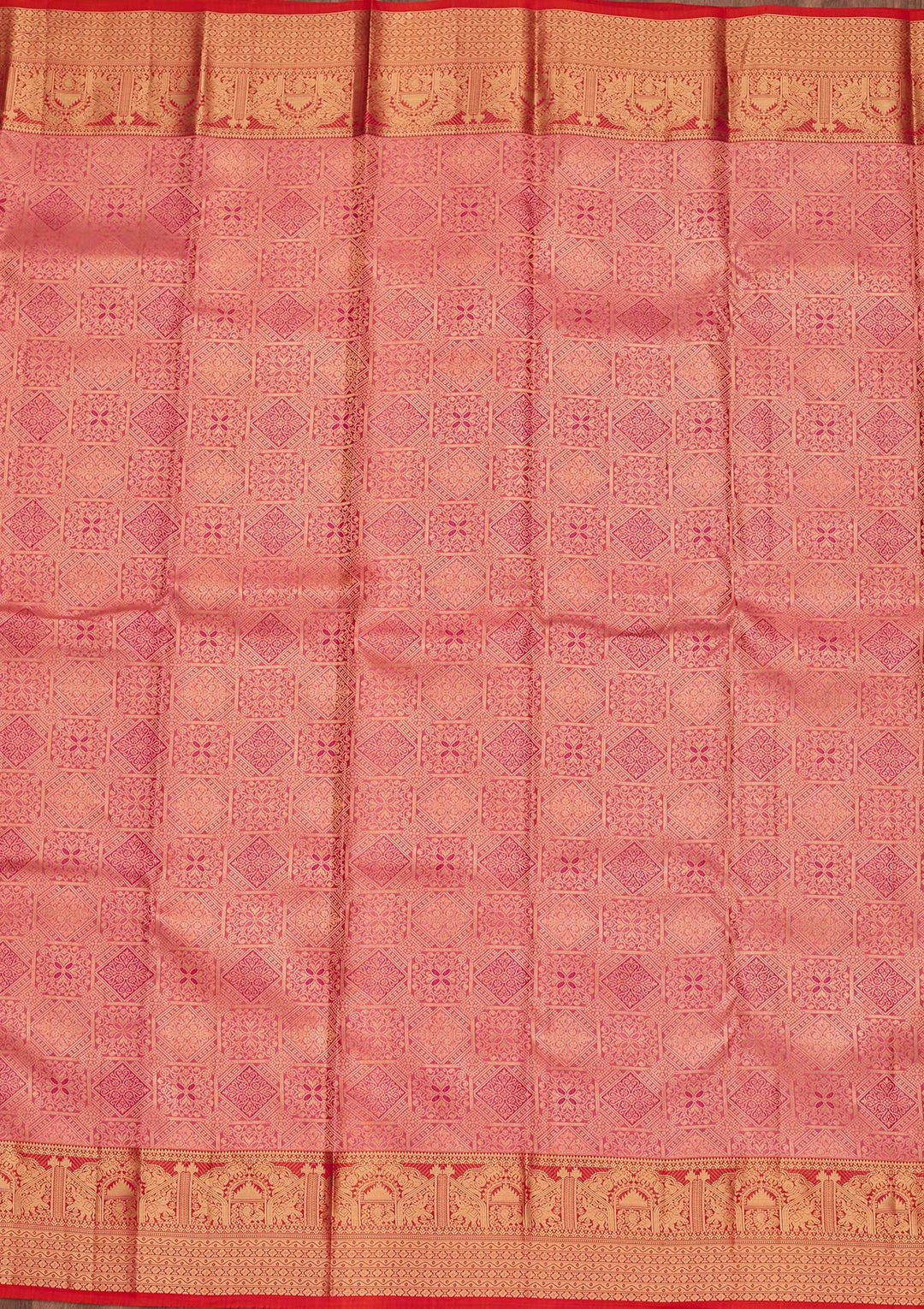 Onion Pink Pure Silk Jaal Zariwork Saree With Matching Blouse Piece