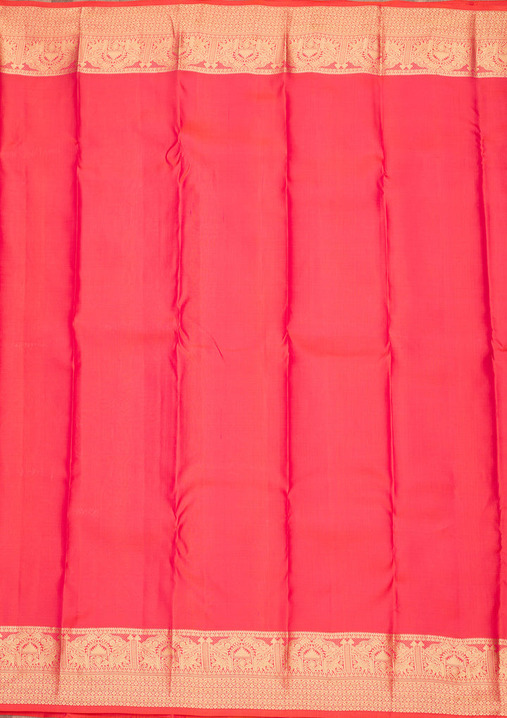 Onion Pink Pure Silk Jaal Zariwork Saree With Matching Blouse Piece
