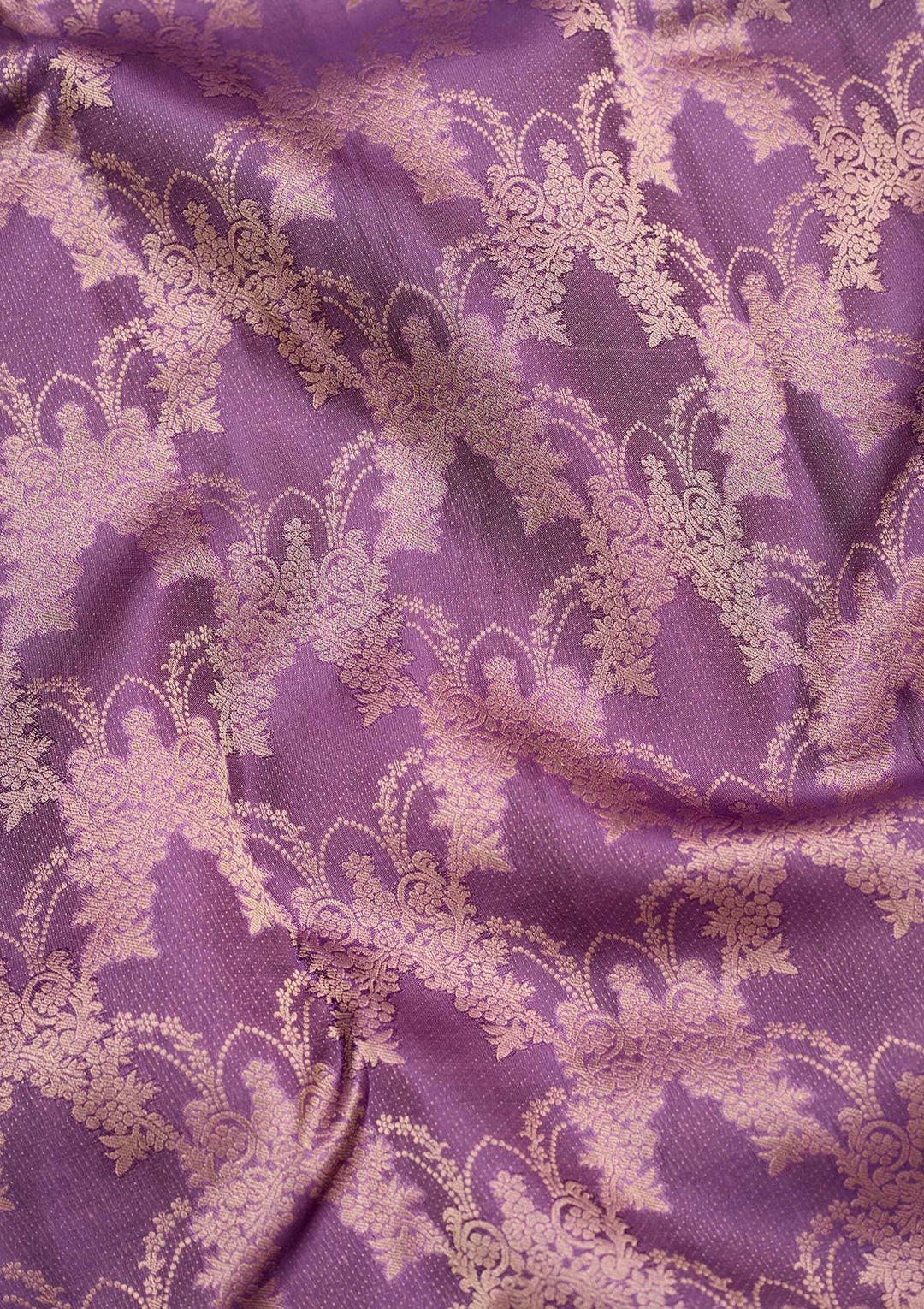 Lavender Silk Jaal Saree With Matching Blouse Piece