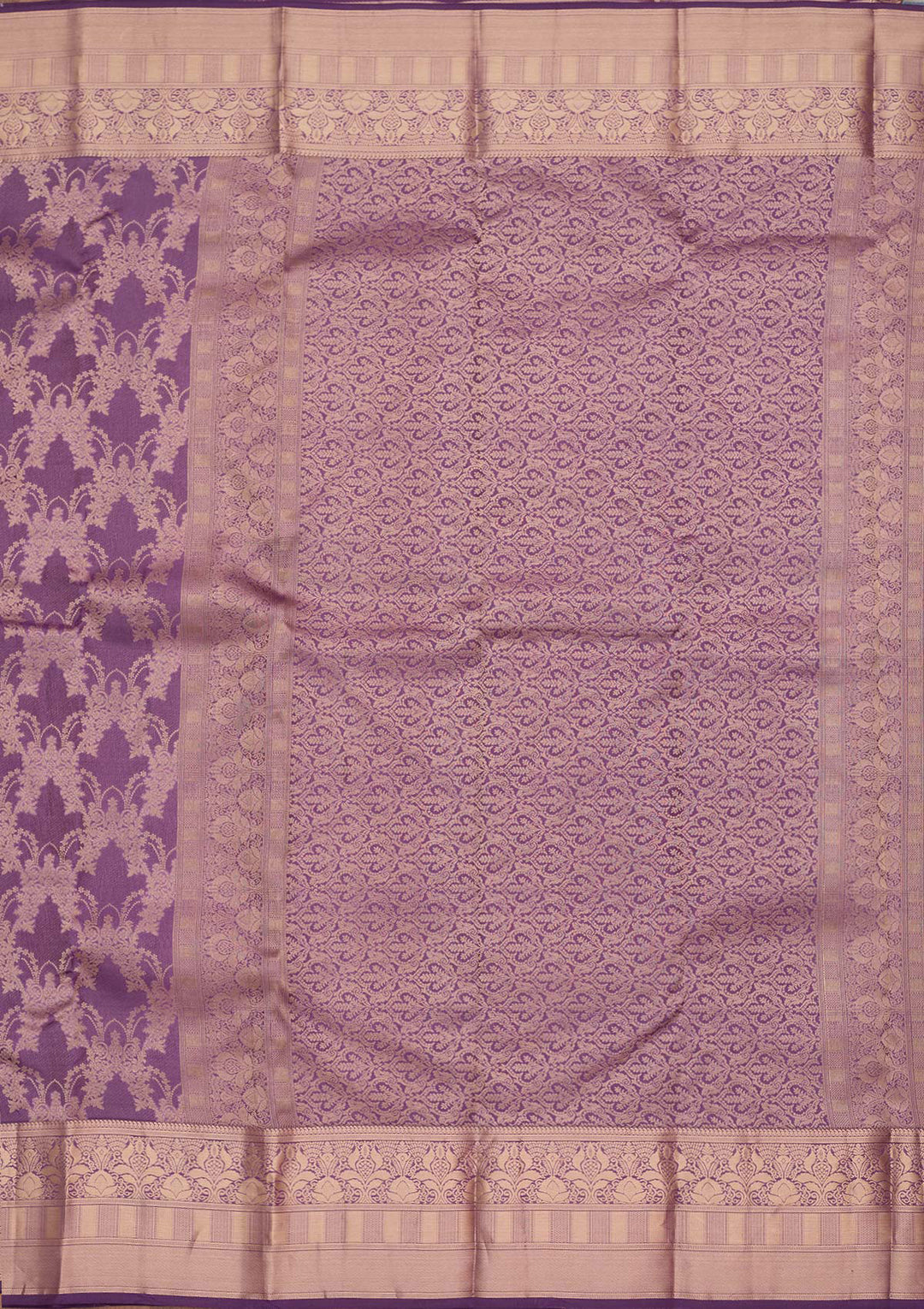 Lavender Silk Jaal Saree With Matching Blouse Piece