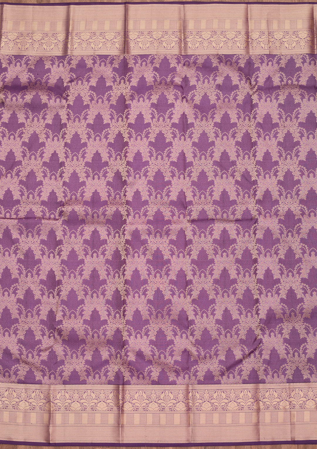 Lavender Silk Jaal Saree With Matching Blouse Piece