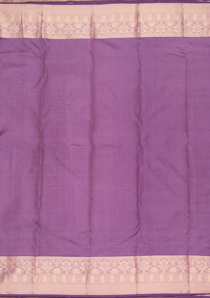 Lavender Silk Jaal Saree With Matching Blouse Piece