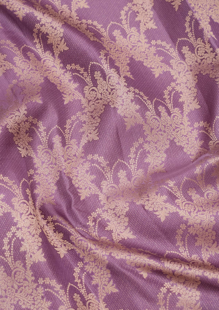 Mauve Silk Jaal Saree With Matching Blouse Piece