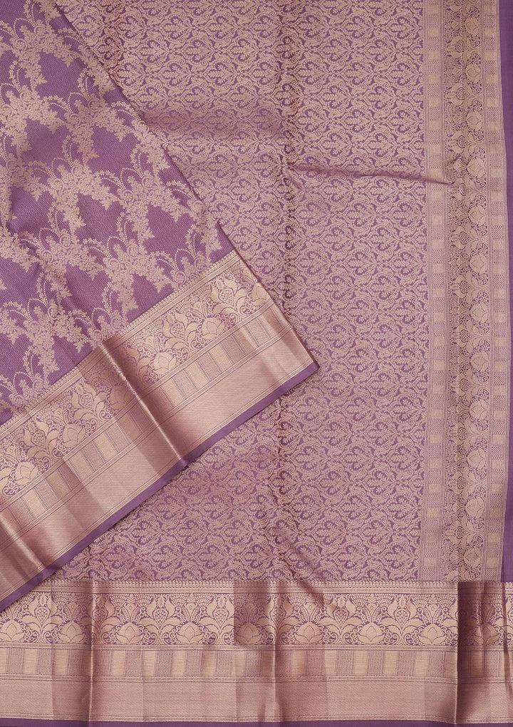Mauve Silk Jaal Saree With Matching Blouse Piece