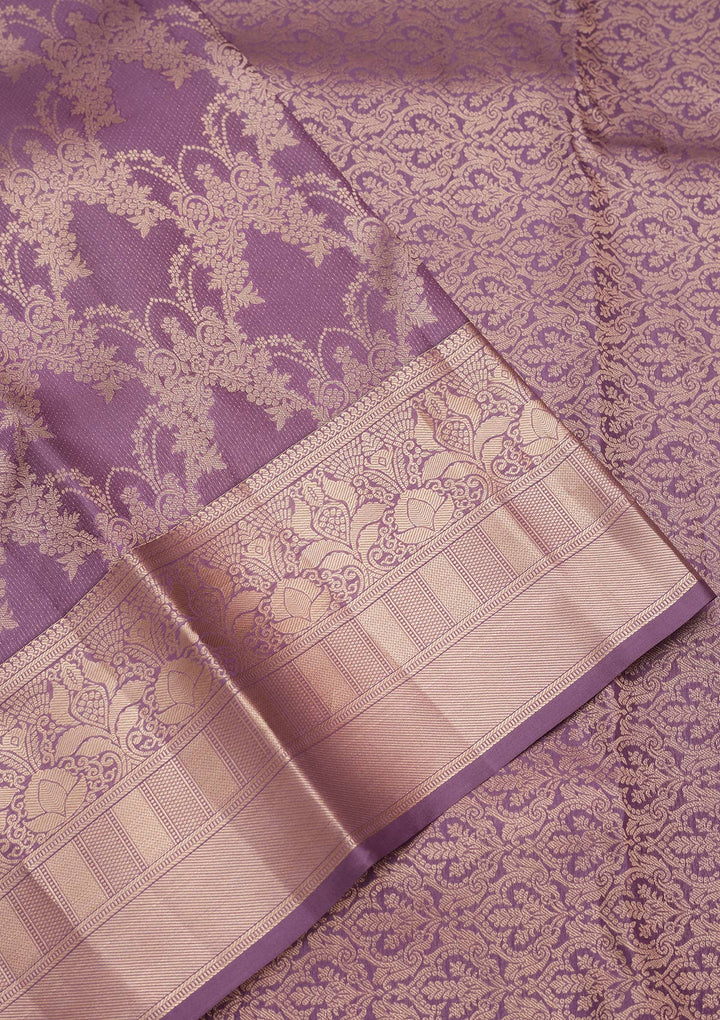 Mauve Silk Jaal Saree With Matching Blouse Piece