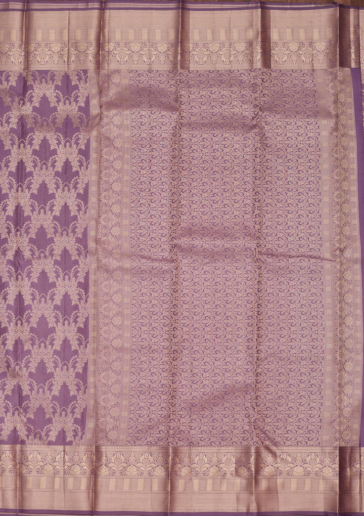 Mauve Silk Jaal Saree With Matching Blouse Piece